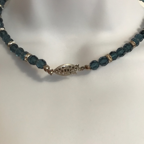Swarovski Navy Necklace silver accents is NWT - Picture 4 of 6